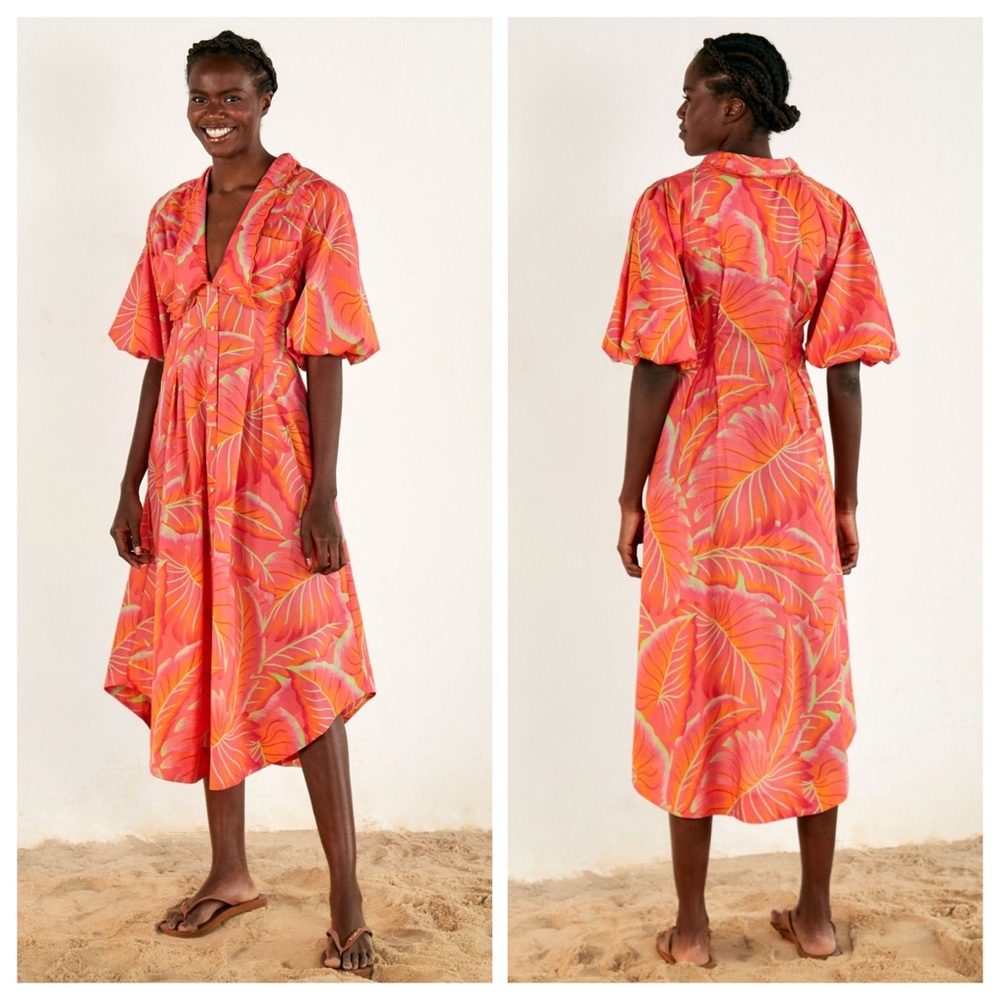 Farm Rio Bright Forest Printed Midi Dress Size Small NWT